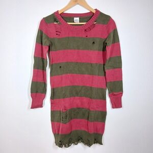 A Nightmare On Elm Street Dress Womens Small Striped Distressed Knit Grunge
